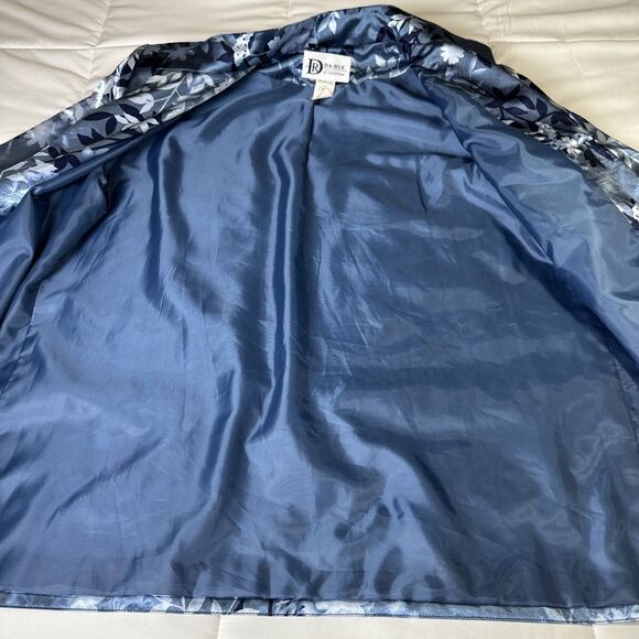 Vintage DaRue of California Satin Floral Blouse and Jacket Set Blue Floral Sz 14 - Picture 5 of 14